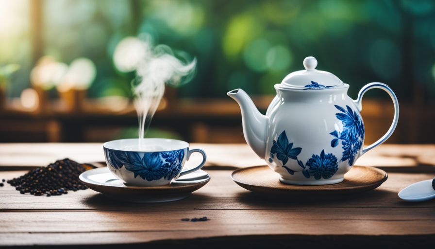 Ceramic teapot with floral designs Ceramic teapot with floral designs